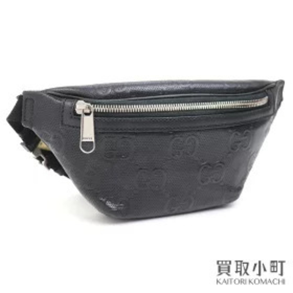 Gucci GG Embossed Belt Bag Black Calfskin Crossbody Shoulder